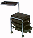 KC-1001 Тележка-стул для педикюра с 3 поддонами и поворотной полочкой черная 